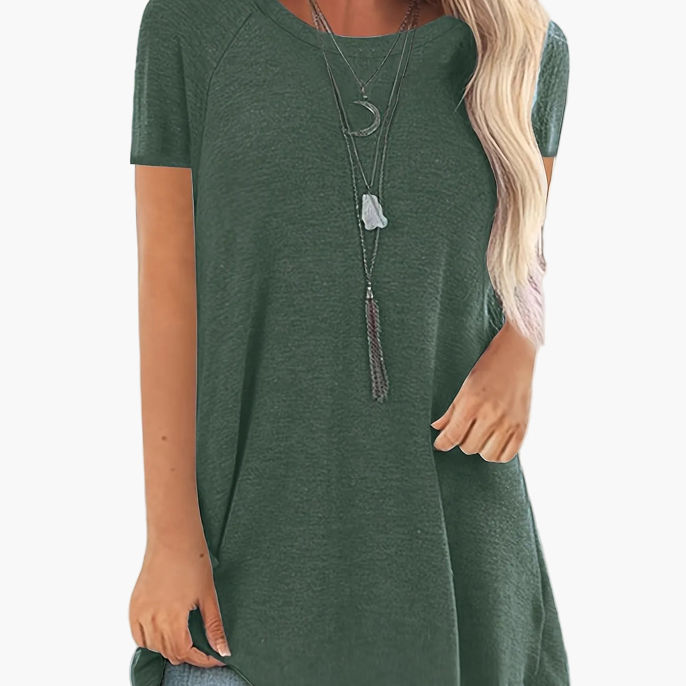 Women's Tunic Shirt Short Sleeve Loose Fit Casual Everyday