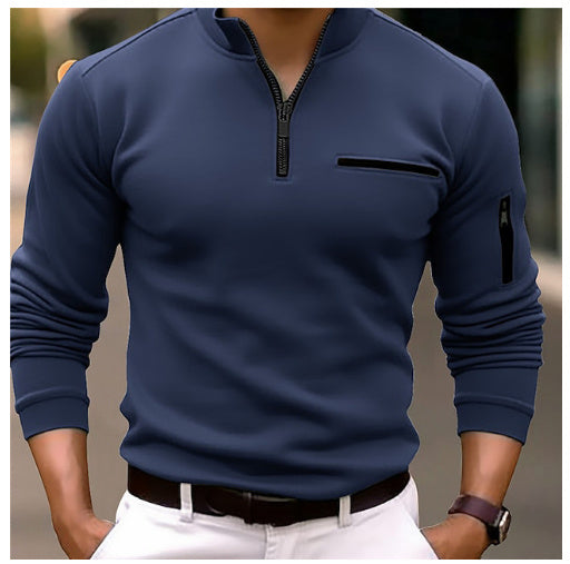 Men's Sporty Quarter-Zip Pullover with Zipper and Long Sleeve – Athleisure Top for Training and Everyday Use