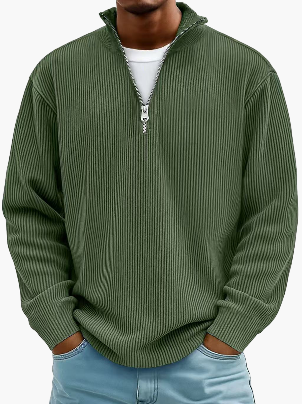 Men's Half-Zip Knit Sweater – Modern Casual Style for Everyday & Office