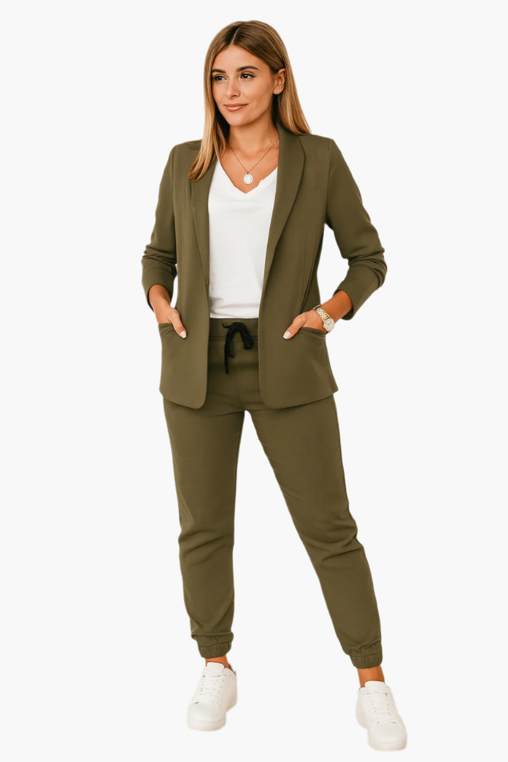 Damen Business Jogger Anzug Set – Blazer & Hose, Modern und Vielseitig für Büro & Freizeit