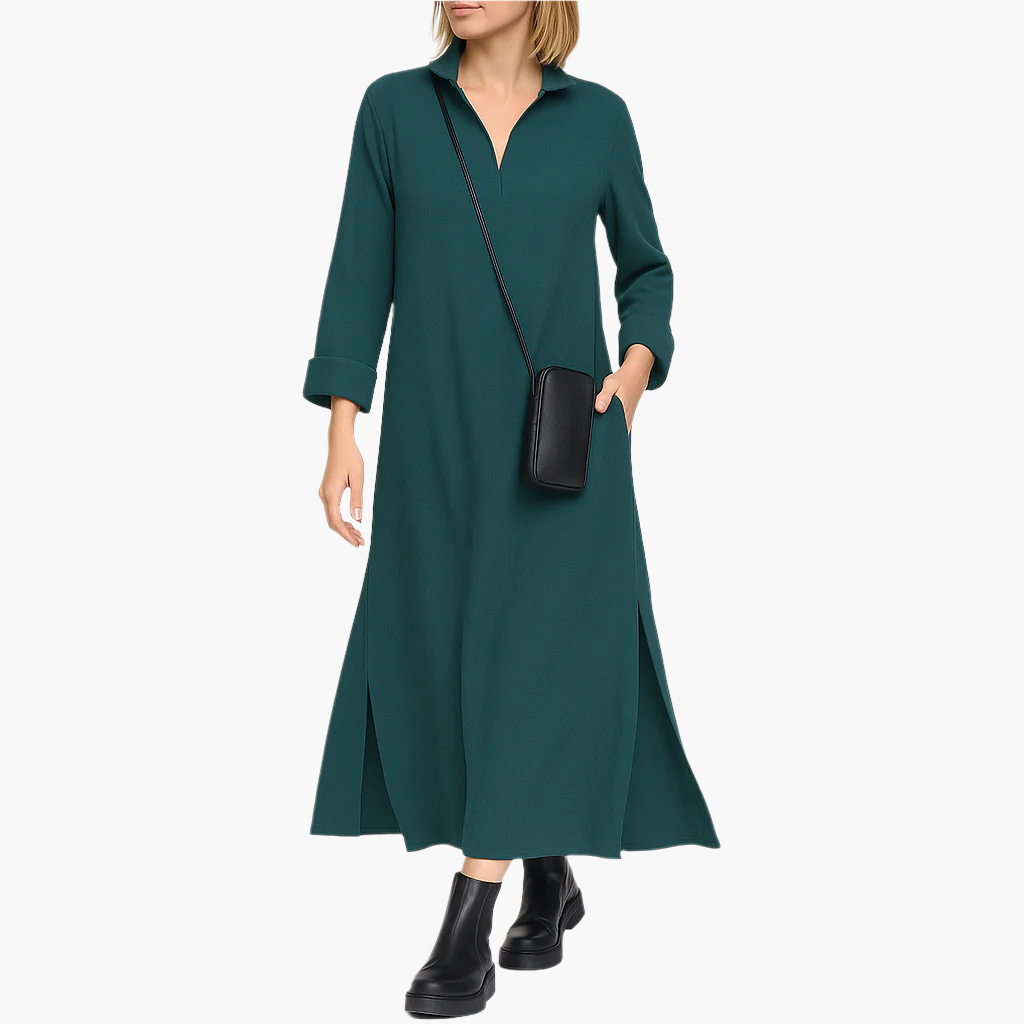 Damen Maxikleid Lockerer Schnitt Modernes Freizeit- und Alltagskleid mit Schlitzdetails