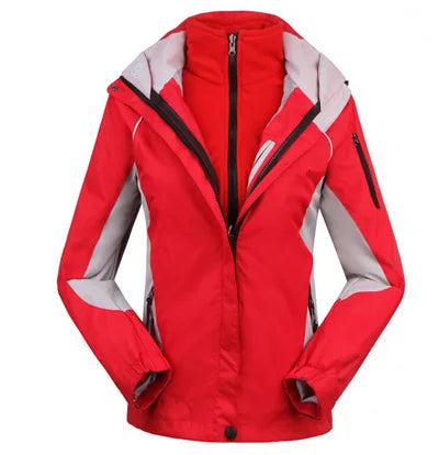 Damen 3-in-1 Funktionsjacke mit Fleece Innenjacke & Kapuze - Outdoor Wanderjacke