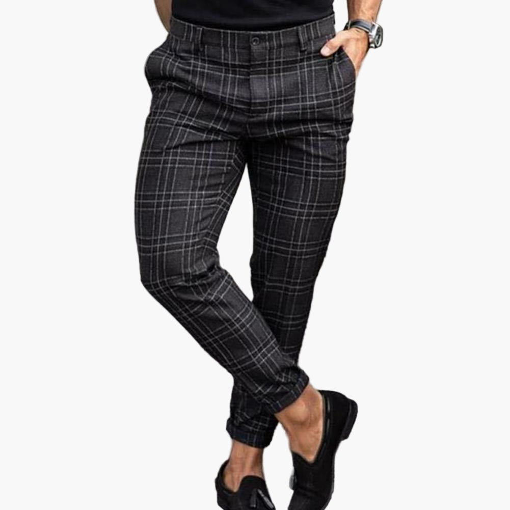 Men's Chino Pants – Checked Slim Fit Design for Stylish Casual and Business Looks