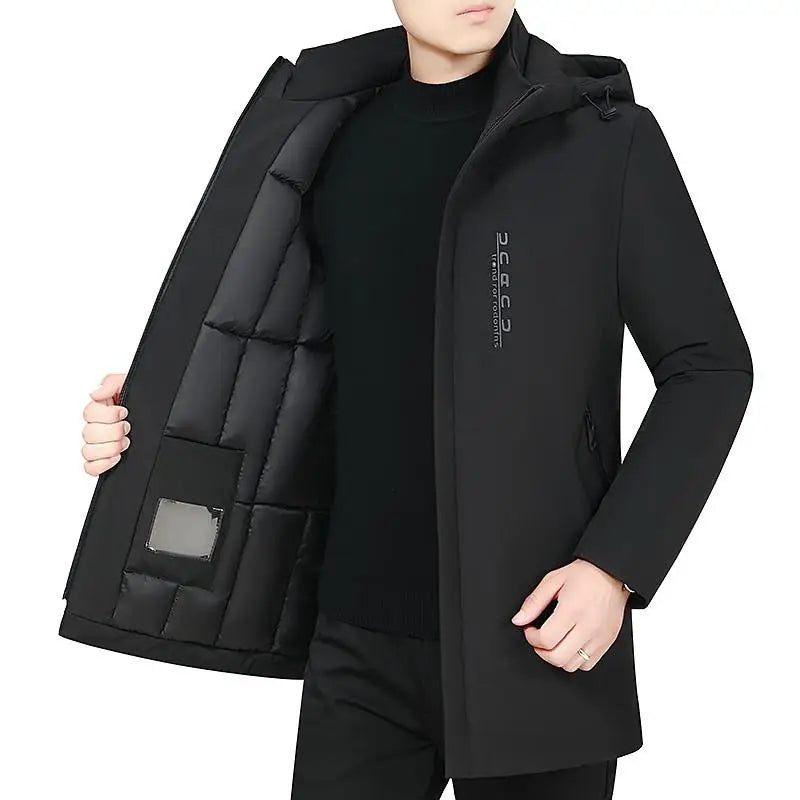 Herren Winterjacke mit Kapuze Gefüttert Kurzmantel