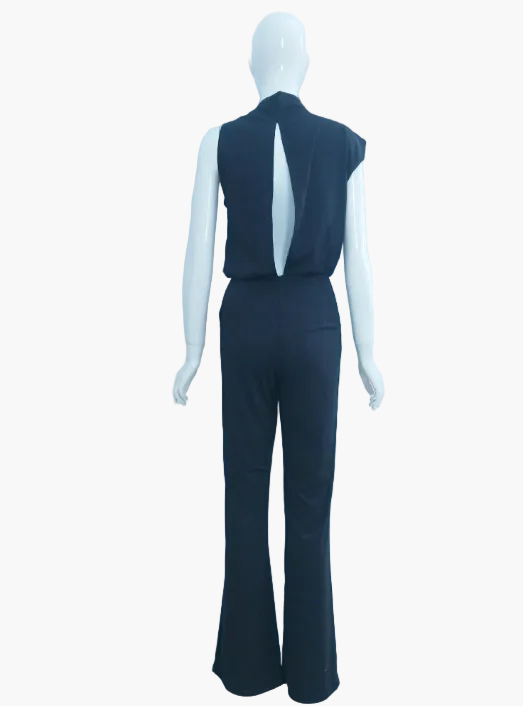 Damen Jumpsuit Elegant mit Weitem Bein, Ärmellos, Modernes Business & Freizeit Outfit