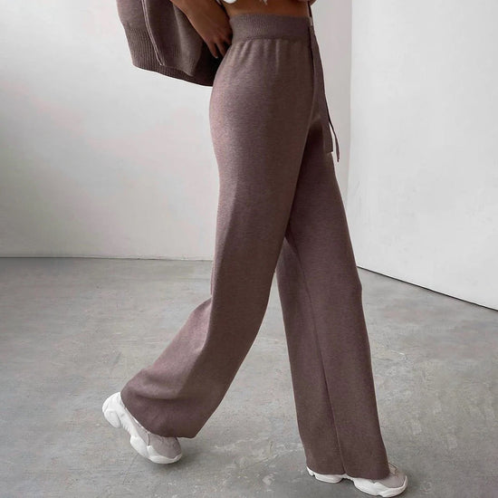 Women's Knit Two-Piece Set with Turtleneck – Loungewear & Casual Outfit