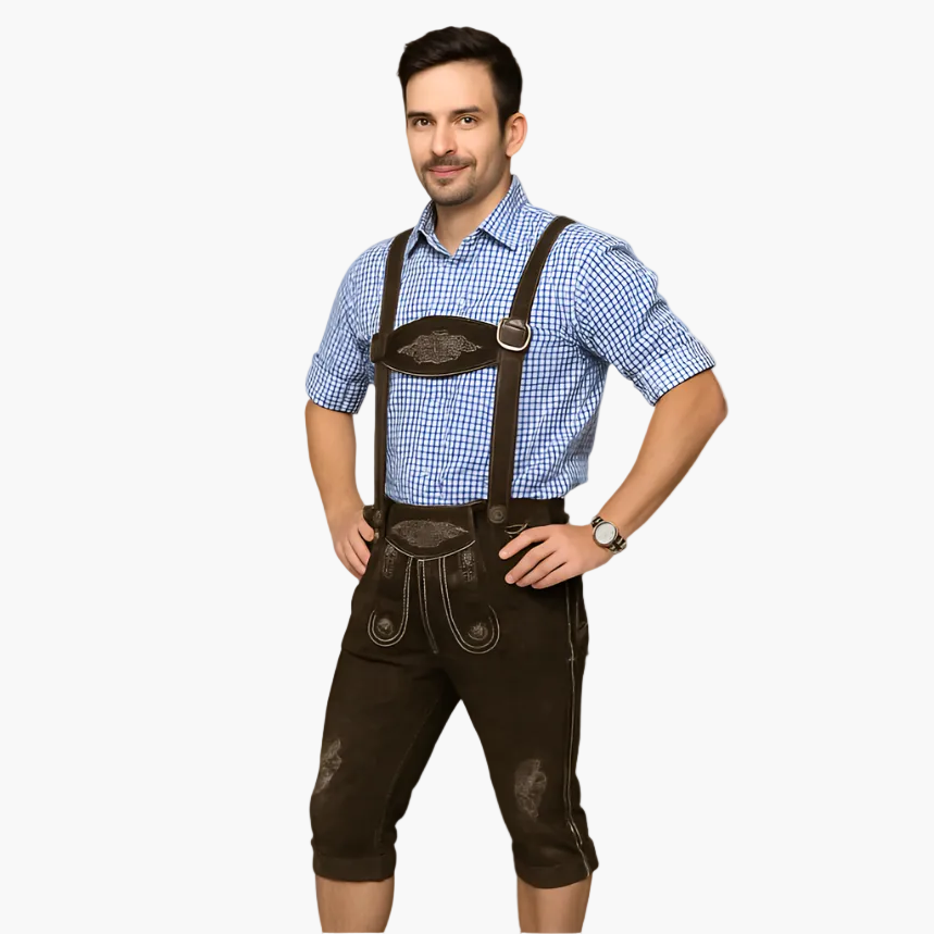 Men's Traditional Knee-Length Trousers with Suspenders – Perfect for Oktoberfest & Folk Festivals