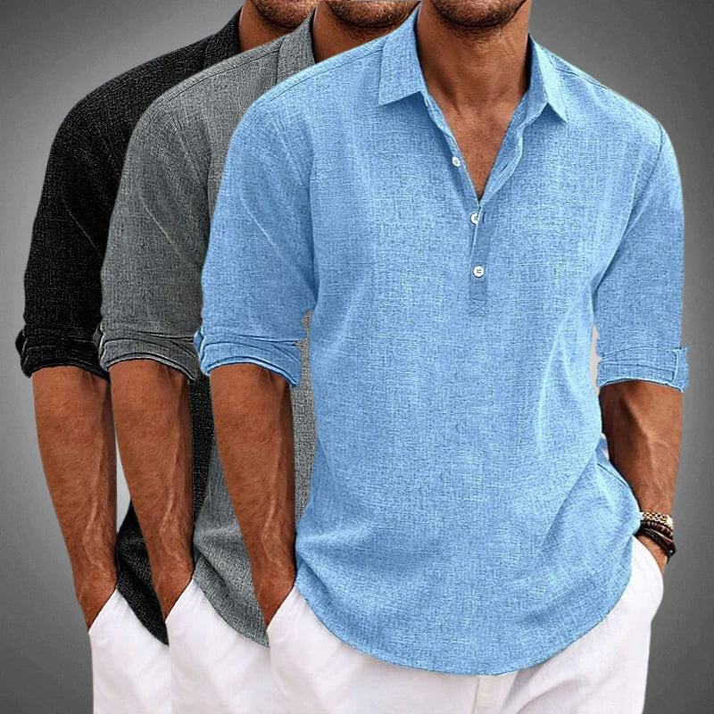 Men's casual shirt with standing collar – Modern summer shirt for everyday life and vacation