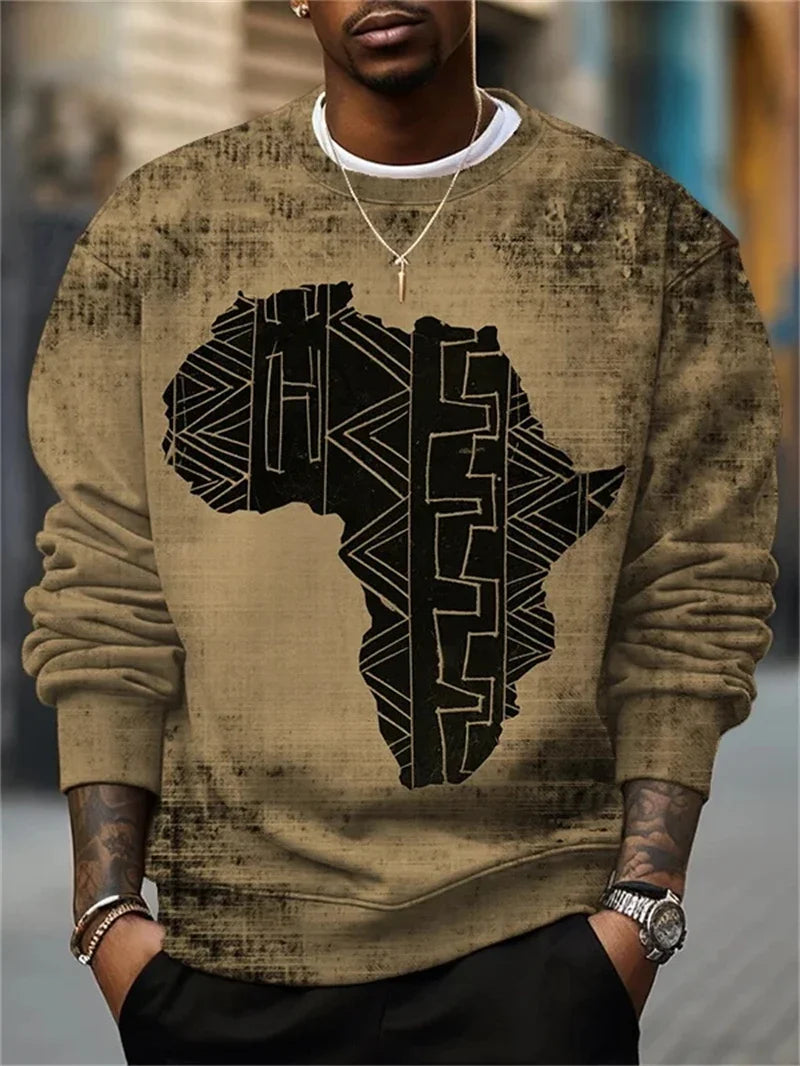 Men's crew-neck sweatshirt with graphic print, long-sleeved