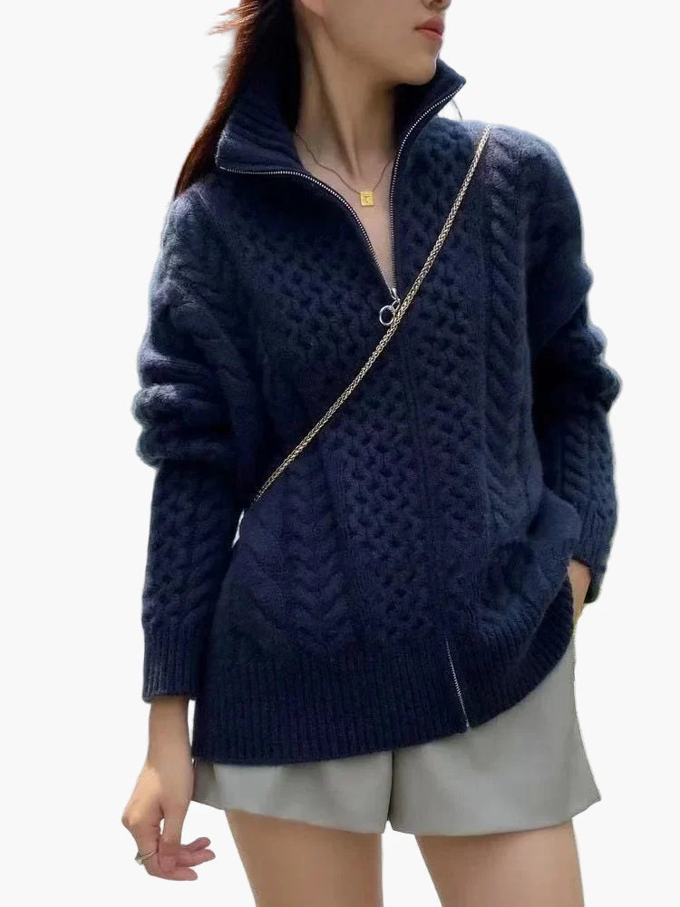Damen Strickjacke mit Zopfmuster – Lässiger Cardigan für Alltag und Freizeit