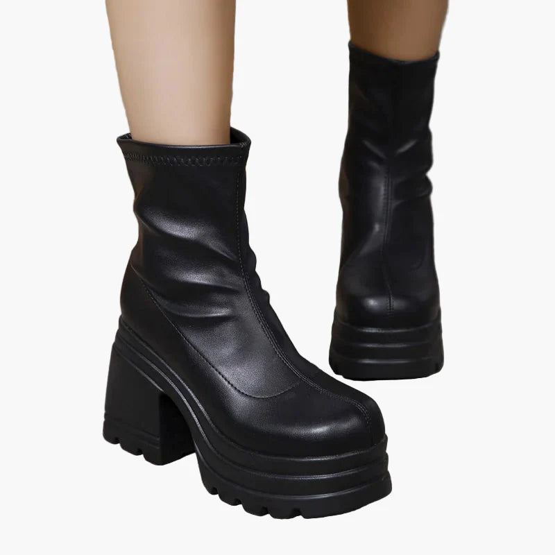 Women's Platform Block Heel Ankle Boots Fashionable High Heel Shoes for Party and Everyday Use