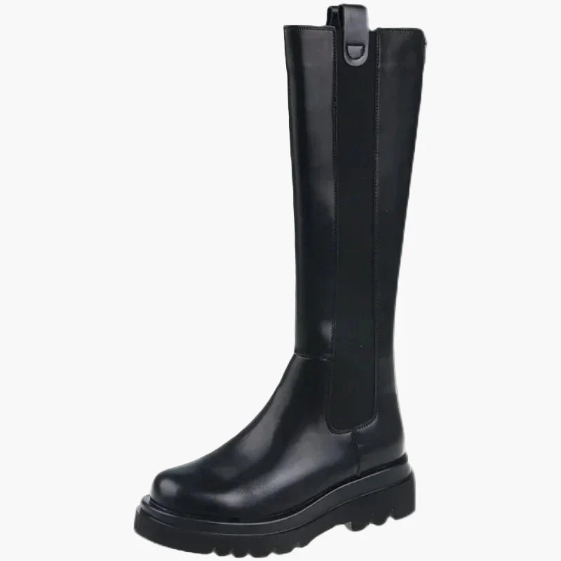 Damen Stiefel mit hohem Schaft und Profilsohle – Modische Alltagsschuhe für Herbst und Winter