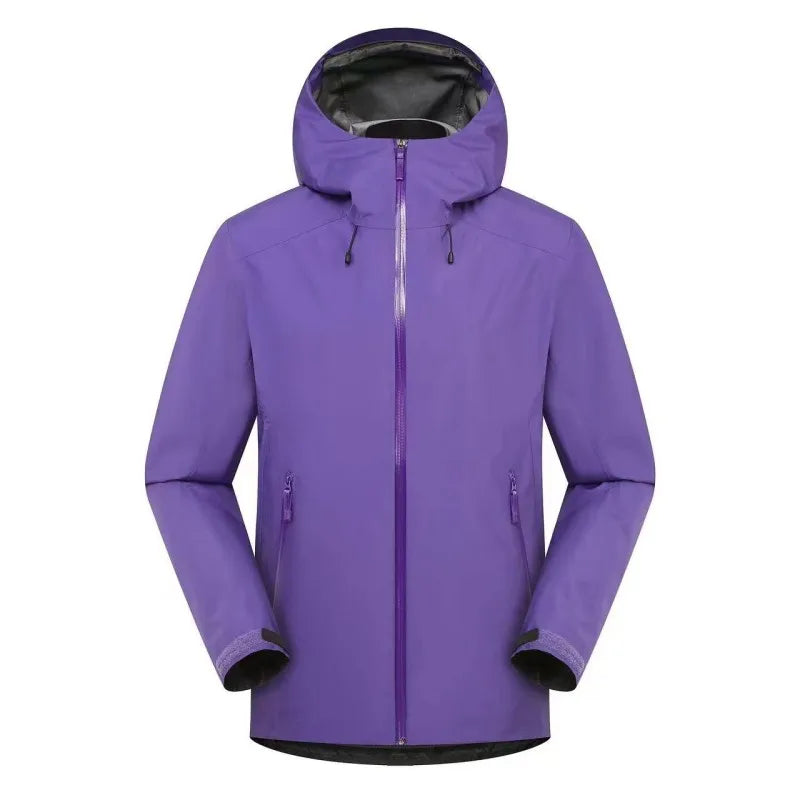 Unisex Outdoorjacke mit Kapuze, Reißverschlusstaschen, wind- und wasserabweisend