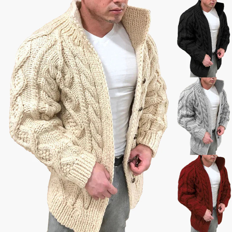 Herren Strickjacke mit Zopfmuster – Modischer Freizeit-Cardigan für Herbst und Winter