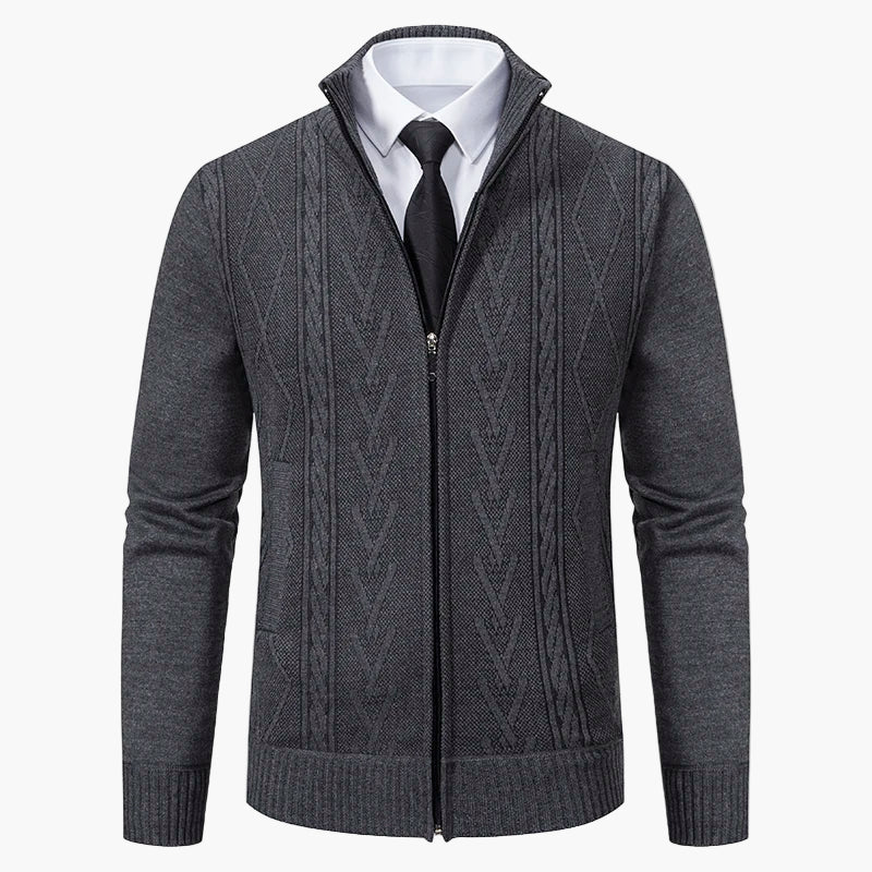 Men's knitted cardigan with zipper – fashionable business cardigan for stylish occasions