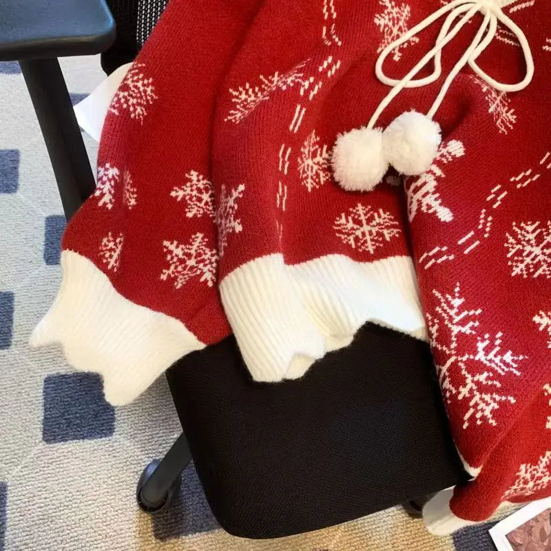Damen Winter Cardigan mit Schneeflocken-Muster – Festlicher Strickpullover für gemütliche Anlässe
