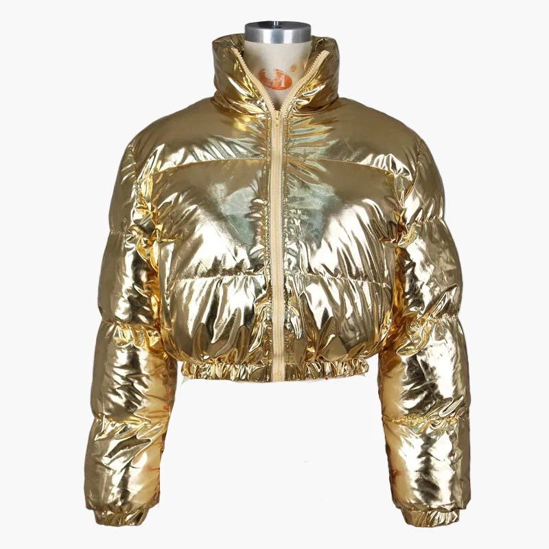 Women's Shiny Short Quilted Jacket – Fashionable Trend Jacket for Everyday and Going Out