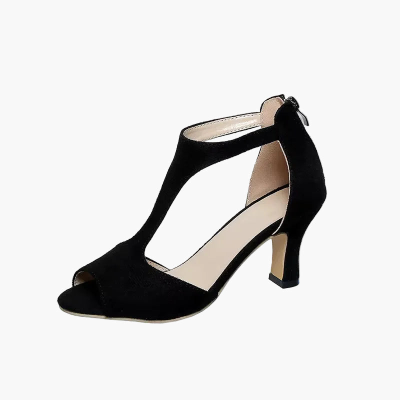 Women's high-heeled sandal with T-strap for elegant occasions and celebrations