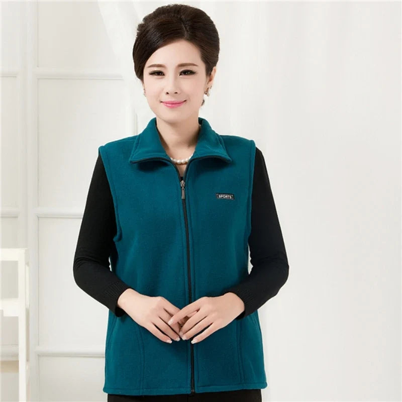 Fleece Weste Unisex Stehkragen Reißverschluss