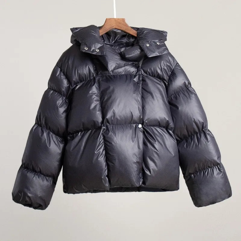 Women's quilted jacket with hood - short puffer jacket in various colors