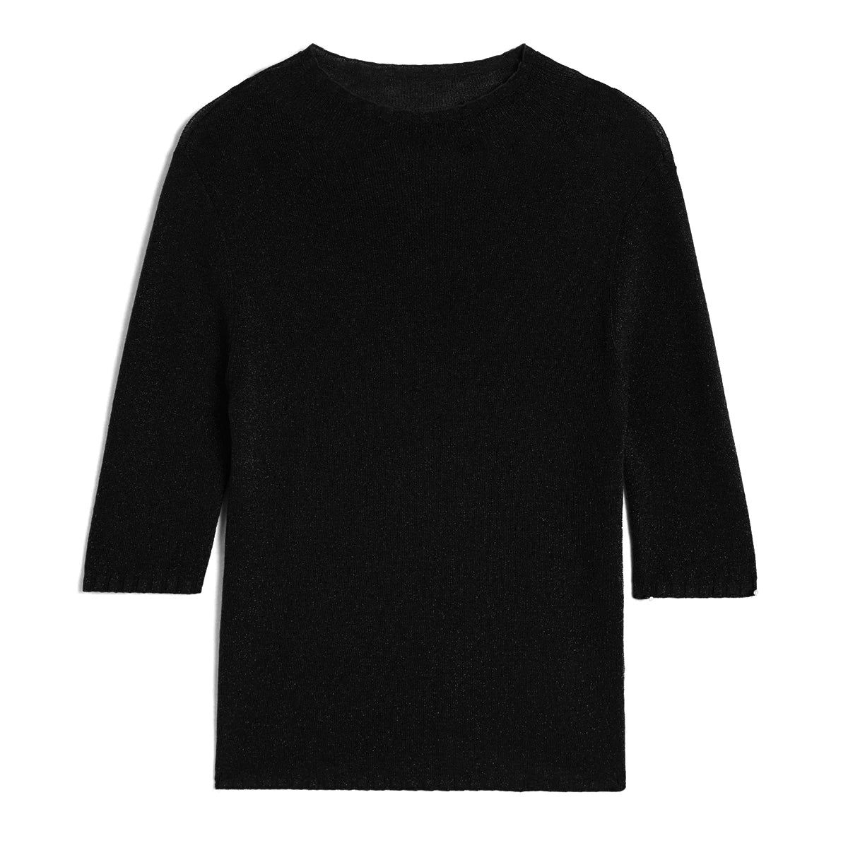 Women's Short-Sleeve Knit Sweater with Stand-Up Collar