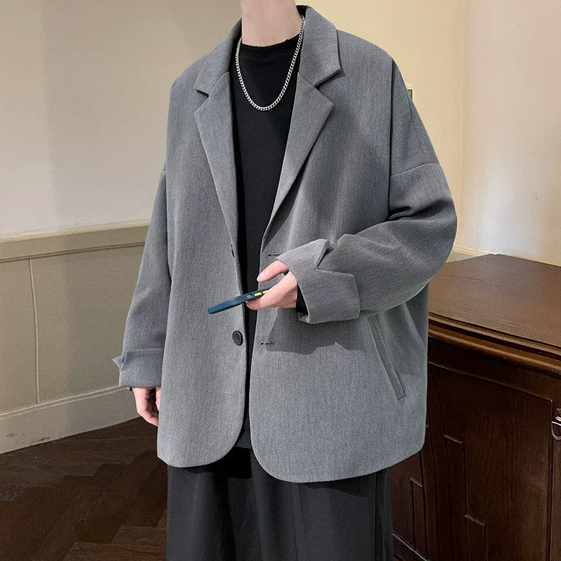 Men's blazer jacket with a relaxed fit, single-breasted