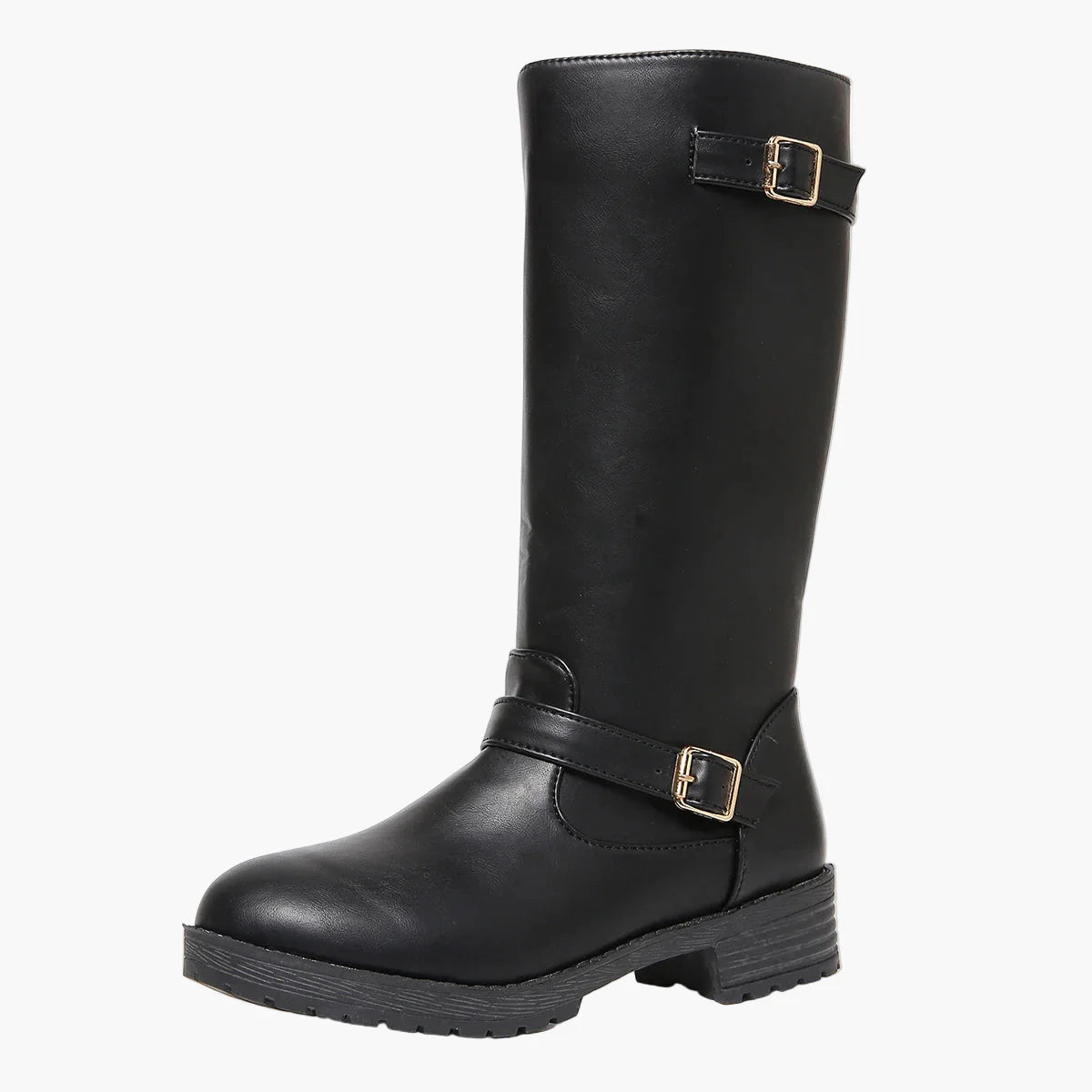 Women's boots with buckles and zipper – Fashionable knee-high boots for autumn and winter