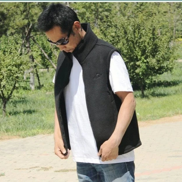 Fleece Weste mit Reißverschluss Stehkragen und Taschen