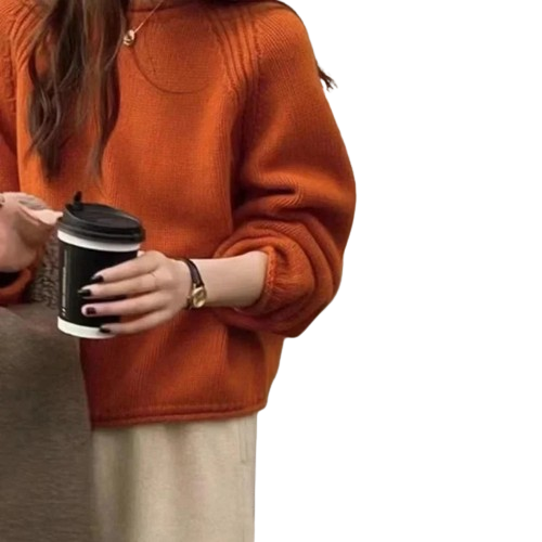 Damen Pullover Lockerer Basic Strickpullover im französischen Stil – Modischer Freizeit-Look für Alltag und Büro