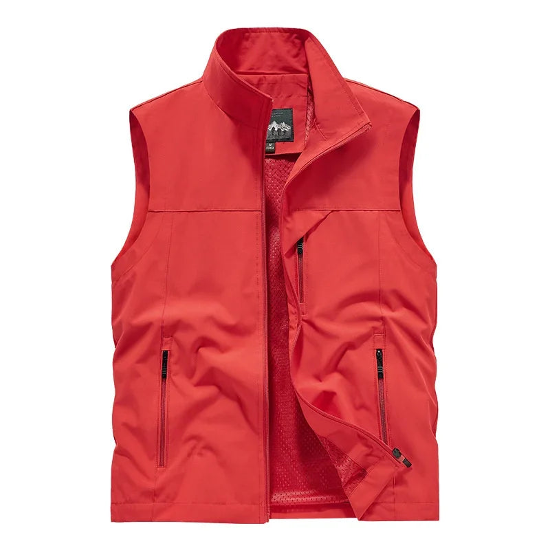 Herren Outdoor Weste mit Stehkragen - Winddichte Freizeit Jacke ohne Ärmel