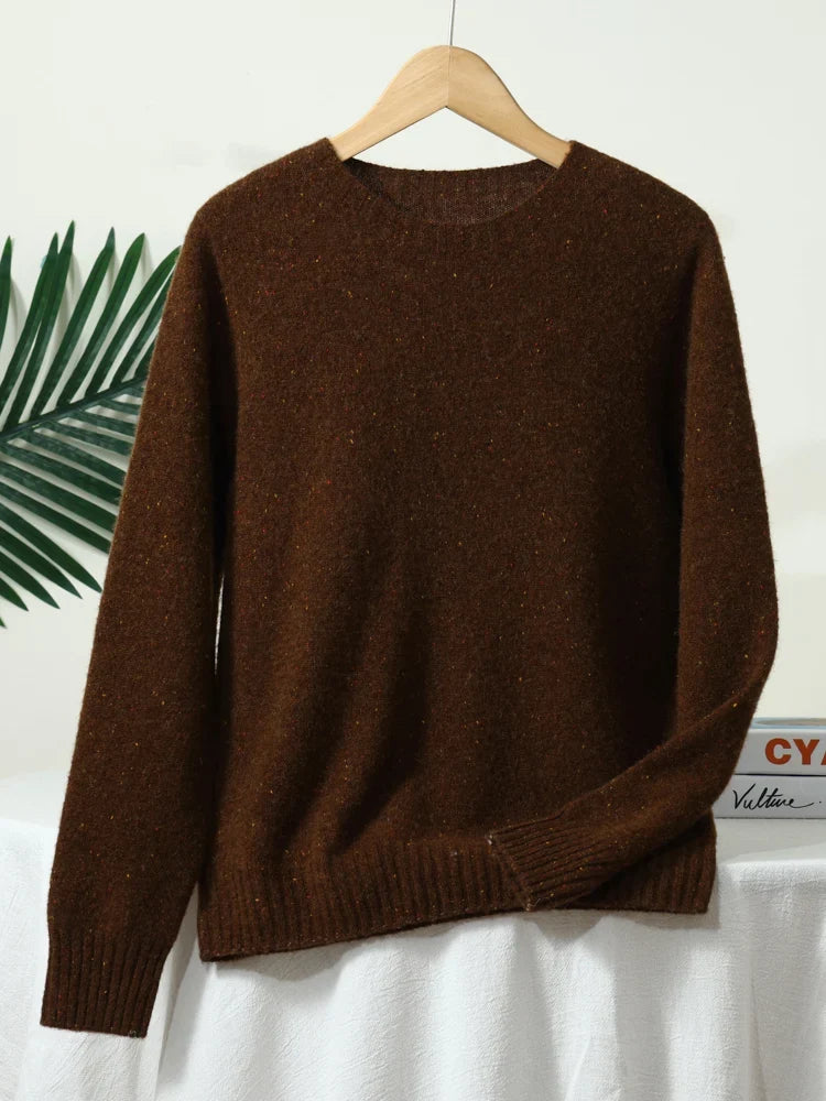 Unisex Langarm Pullover mit Rundhals und Sprenkelmuster