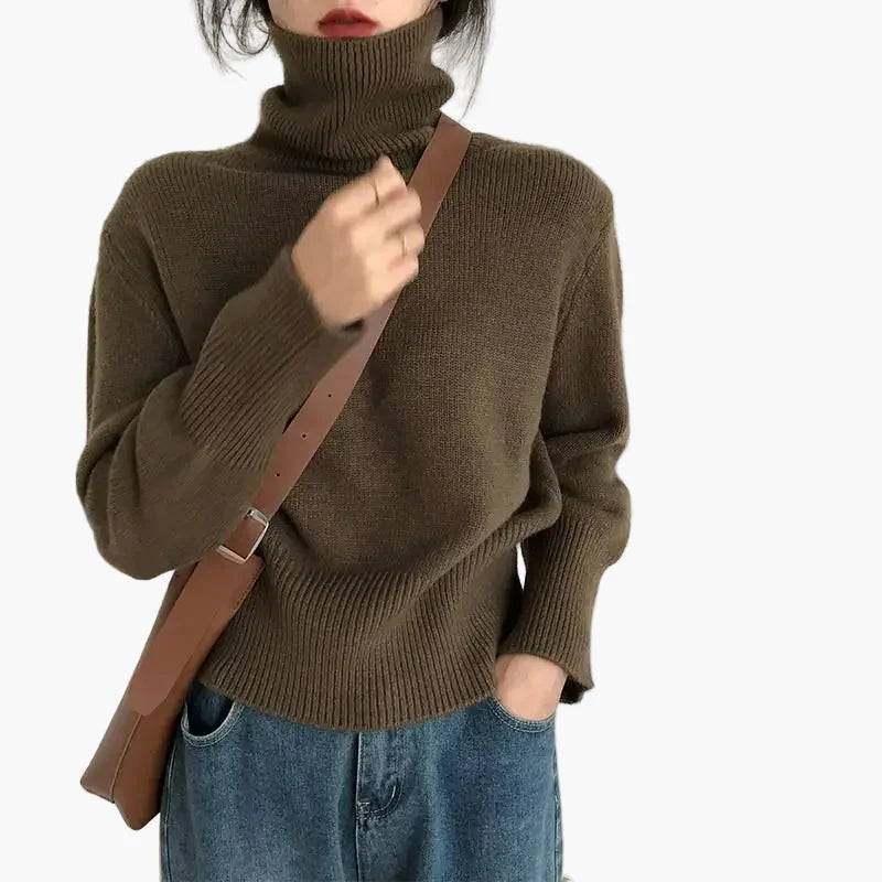 Damen Strickpullover mit Rollkragen – Modischer Herbst & Winter Style für Alltag und Büro