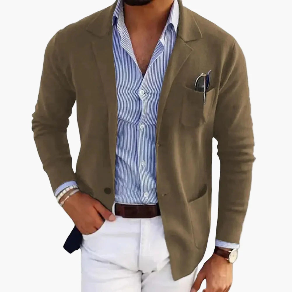 Men's Blazer Modern Single-Breasted Business Casual Jacket with Lapel and Pockets