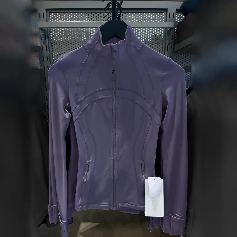 Damen Sportjacke mit Reißverschluss Stehkragen Slim Fit