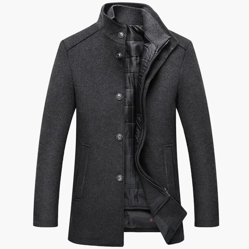 Men's Classic Winter Coat with Stand-up Collar – Elegant Business and Casual Style