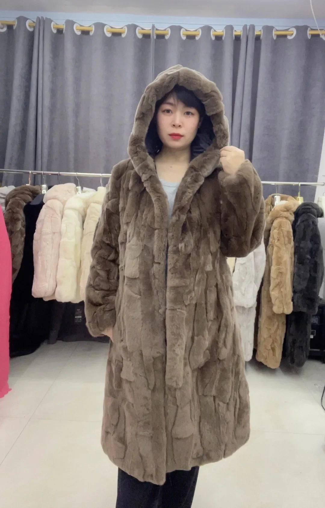 Women's hooded coat made of soft material