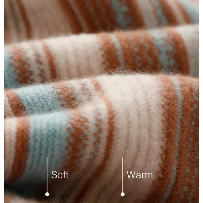 Damen Rollkragenpullover mit Streifen – Modischer Freizeitpullover für Herbst und Winter