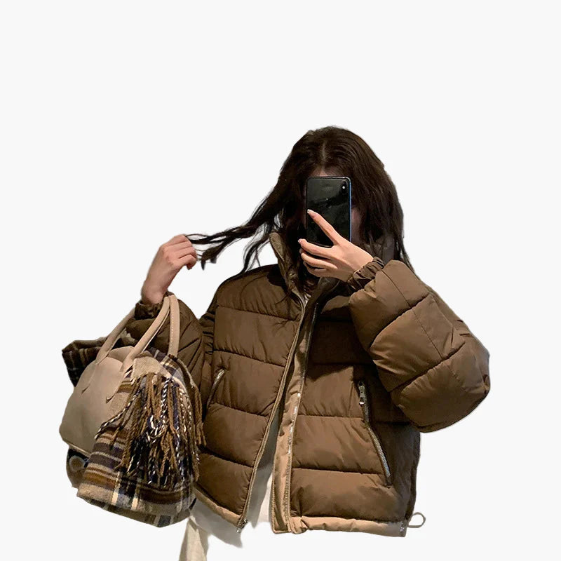 Damen Oversized Steppjacke Casual Streetwear Übergangsjacke