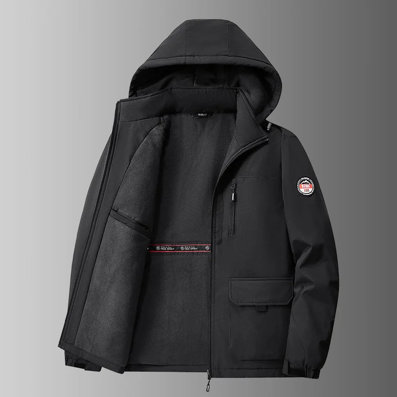 Herren Winterjacke mit Kapuze Gefüttert Mehrere Taschen