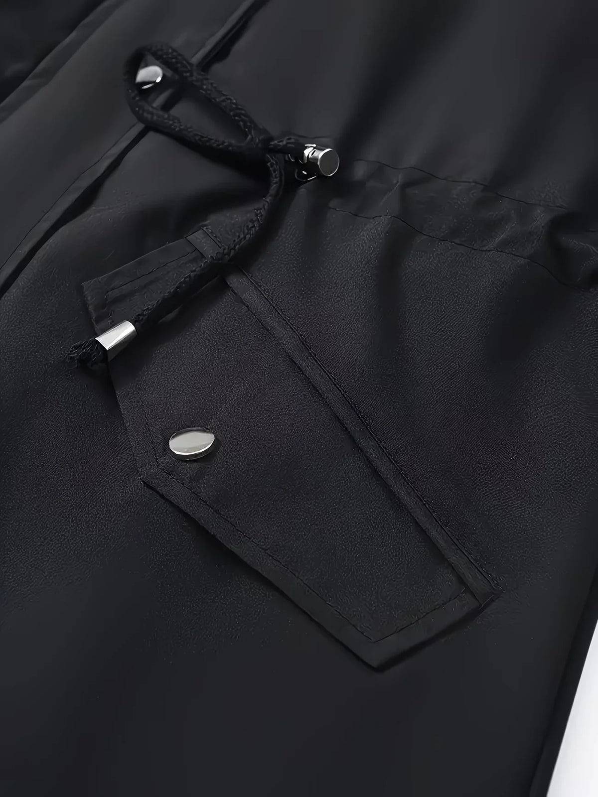 Black women's rain jacket with checked pattern, lined, windproof, breathable