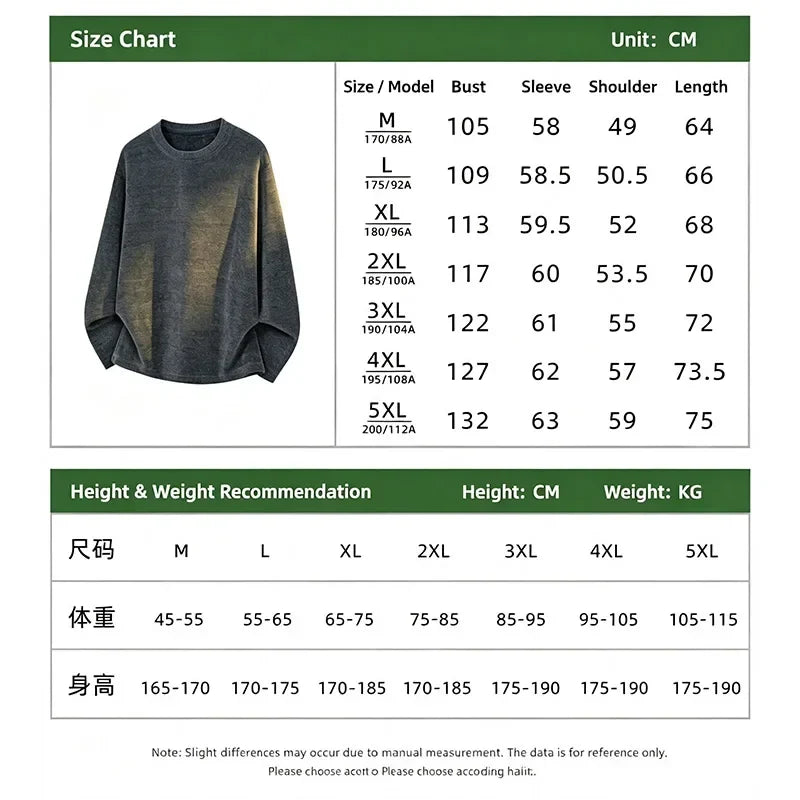 Unisex Langarm Pullover Oversized Rundhals Strukturmuster