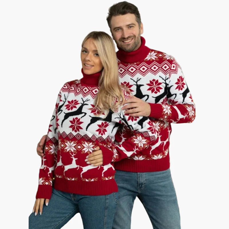 Damen Weihnachtspullover mit Rentier- und Schneeflockenmuster – Modischer Winter Pullover für festliche Anlässe