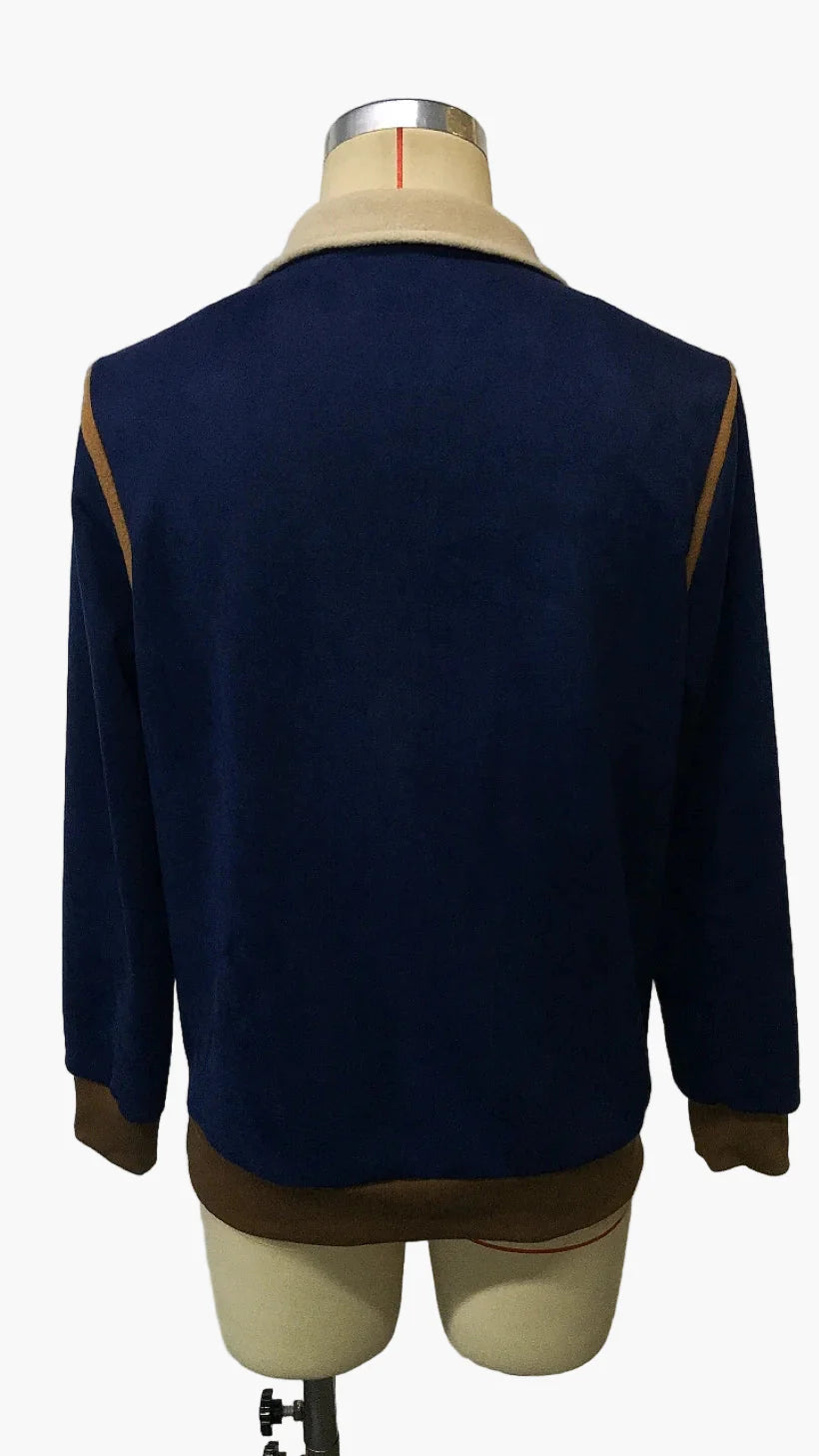 Men's Vintage Patchwork Fleece Pullover – Retro Style for Autumn and Winter, Leisure & Everyday Use