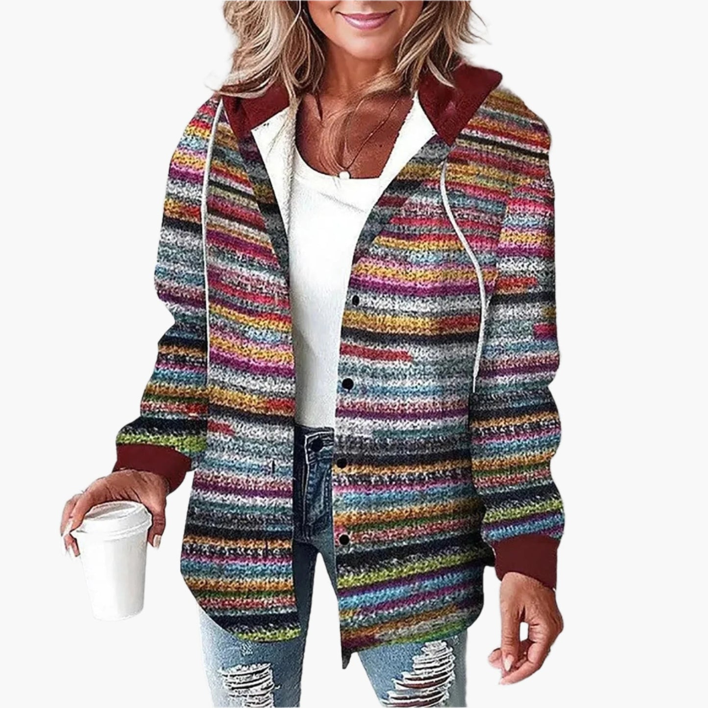 Women's Flannel Hoodie Jacket in Checkered Look – Casual and Cozy for Autumn and Everyday Use
