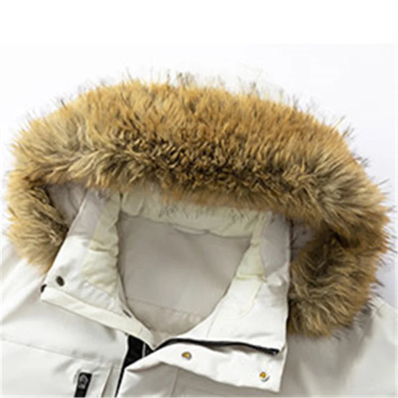 Men's winter jacket with hood and faux-fur trim – Warm parka