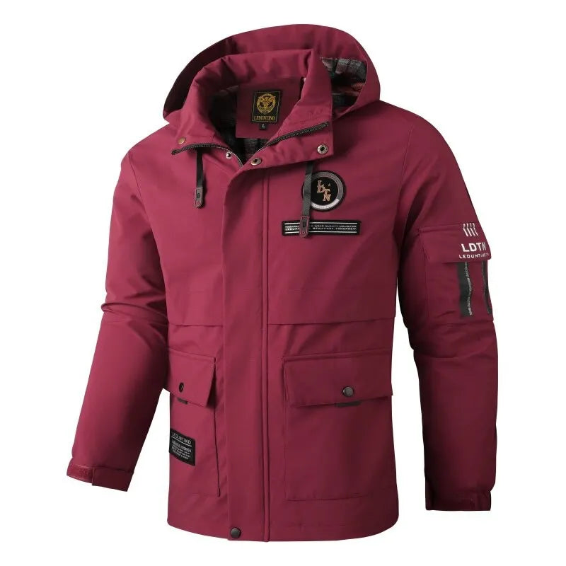 Herren Winterjacke mit Kapuze Winddicht Warm Gefüttert Mehreren Taschen