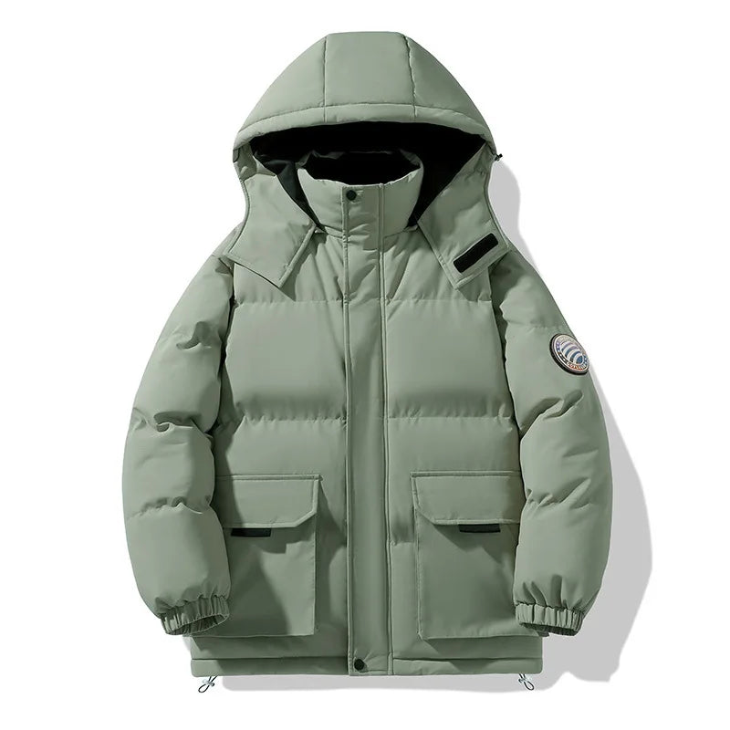 Men's Black Padded Winter Hooded Jacket