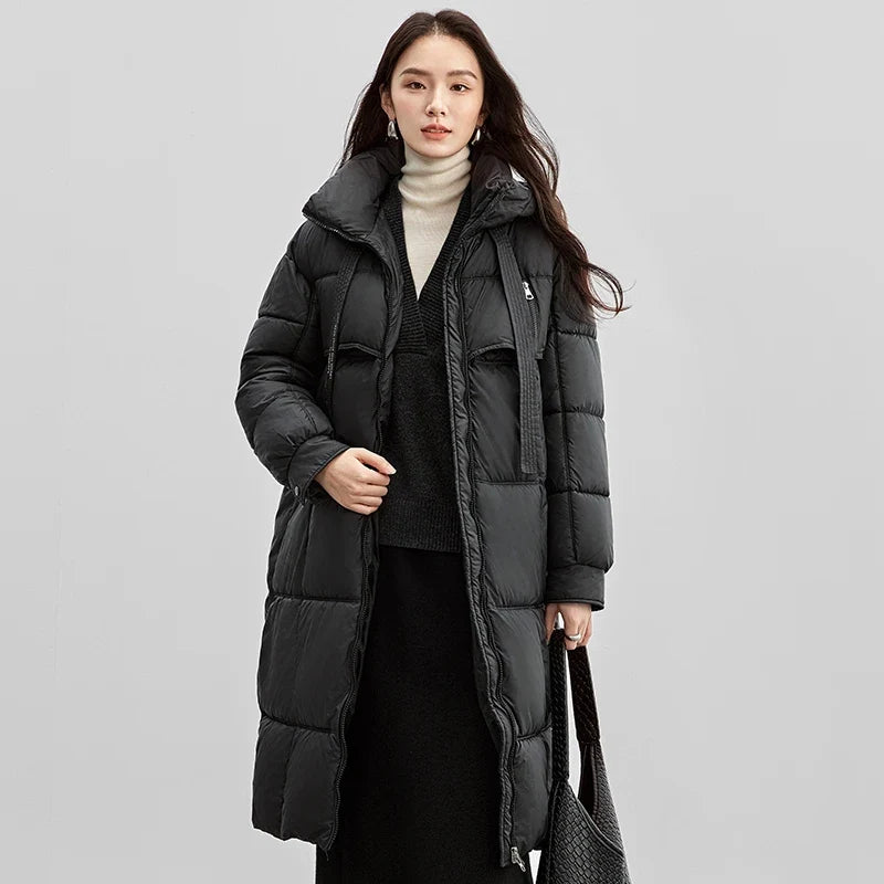 Damen Winter Parka Lang Stehkragen Gesteppt Warm
