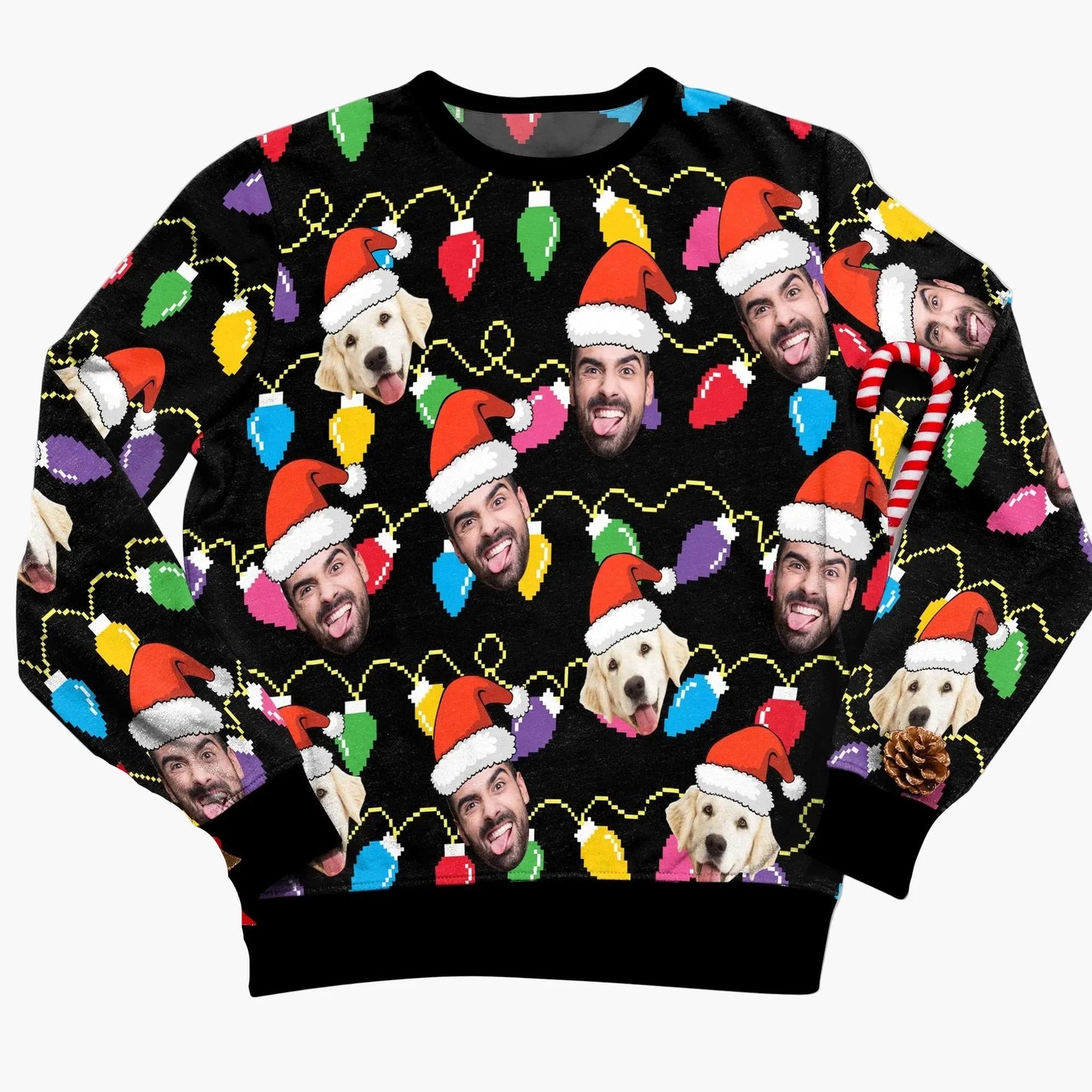 Unisex Ugly Christmas Sweater with Photo Print – Funny Christmas Sweater for Family & Friends