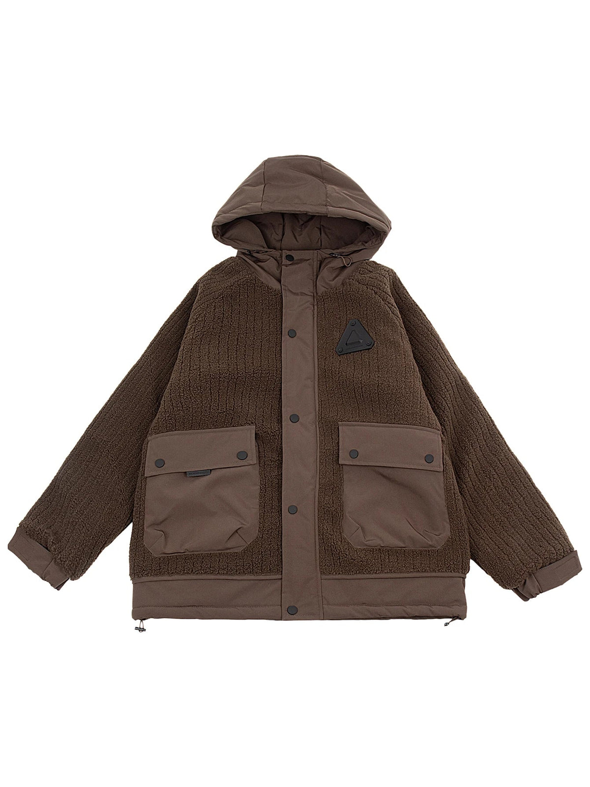 Unisex Winterjacke mit Kapuze Teddy-Fleece und aufgesetzten Taschen